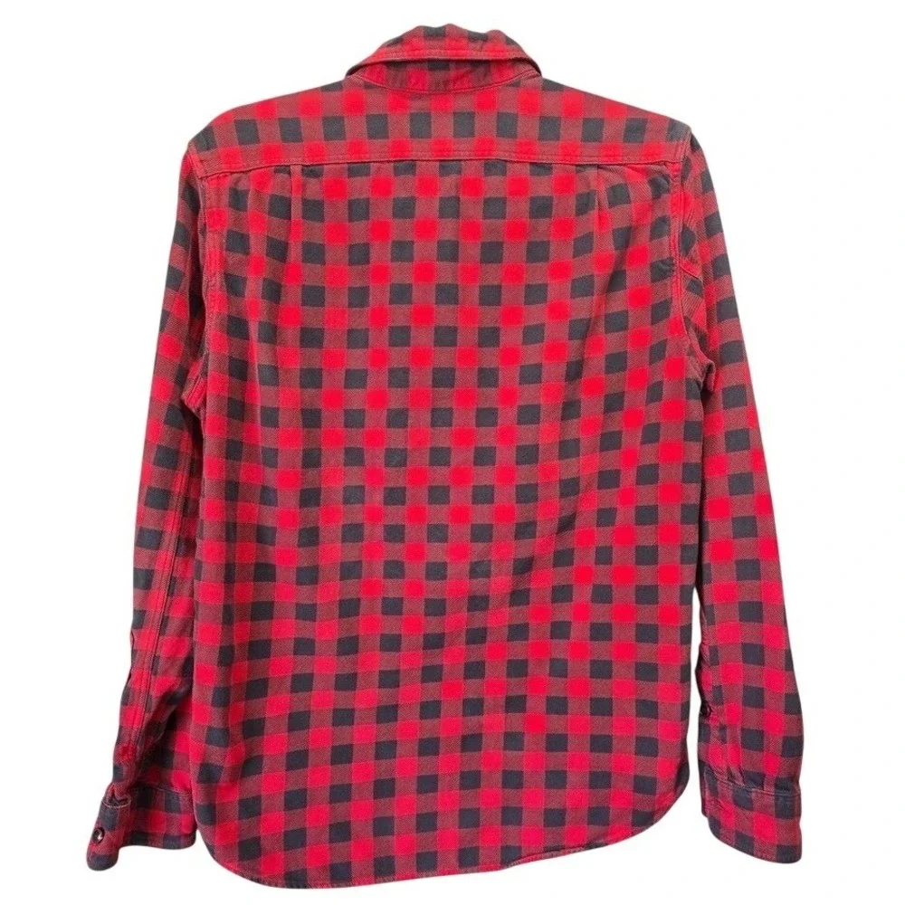 J. Crew Sporting goods Buffalo Plaid Shirt S Red Black Flannel‎ Cabin Core